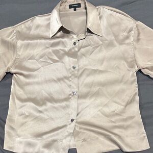 Theory Women's Cream Satin Blouse